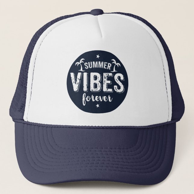 Casquette Vibes d'été pour toujours blanc et bleu marine (Devant)