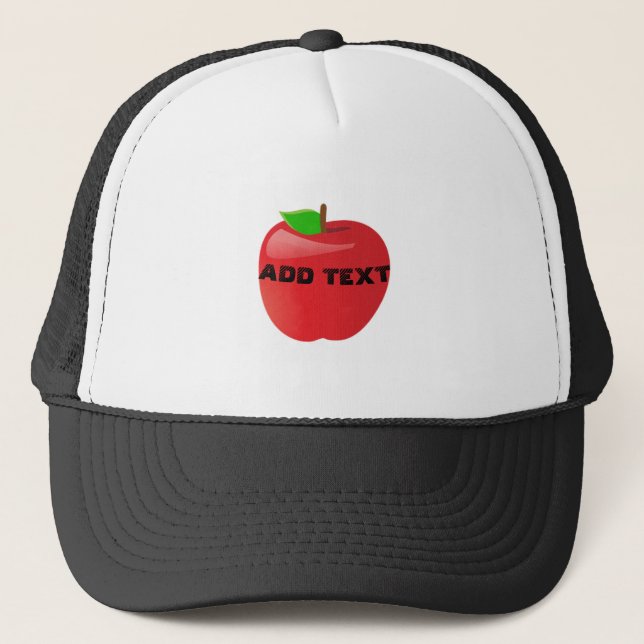Casquette Vibrant Red Apple Image Printed in Center ADD TEXT (Devant)