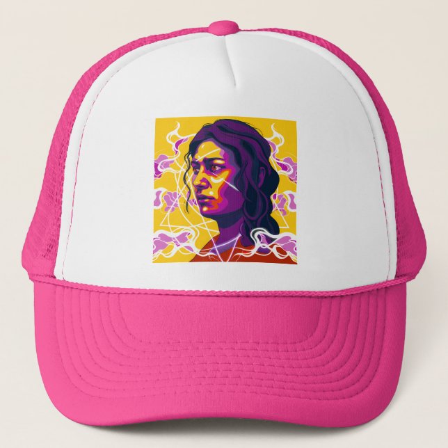 Casquette Vibrant Stylized Portrait with Abstract Elements (Devant)