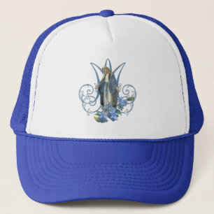 Casquette Vierge religieuse Marie Croix bleu Fleurs