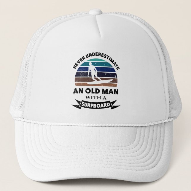 Casquette Vieux homme avec Surfboard drôle Cadeau papa (Devant)