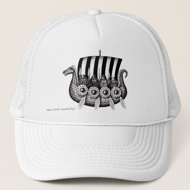 Casquette Vikings dans le dessin noir et blanc d'encre de (Devant)