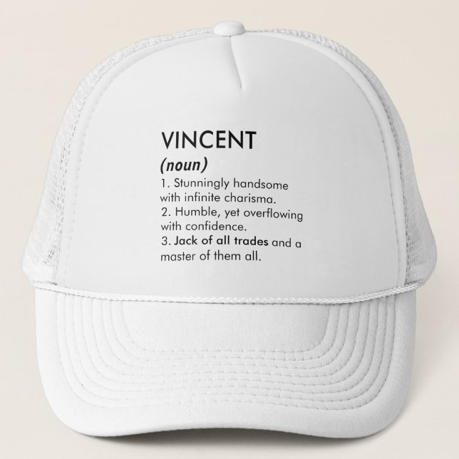 Casquette Vincent name, Editable name, Custom name (Devant)