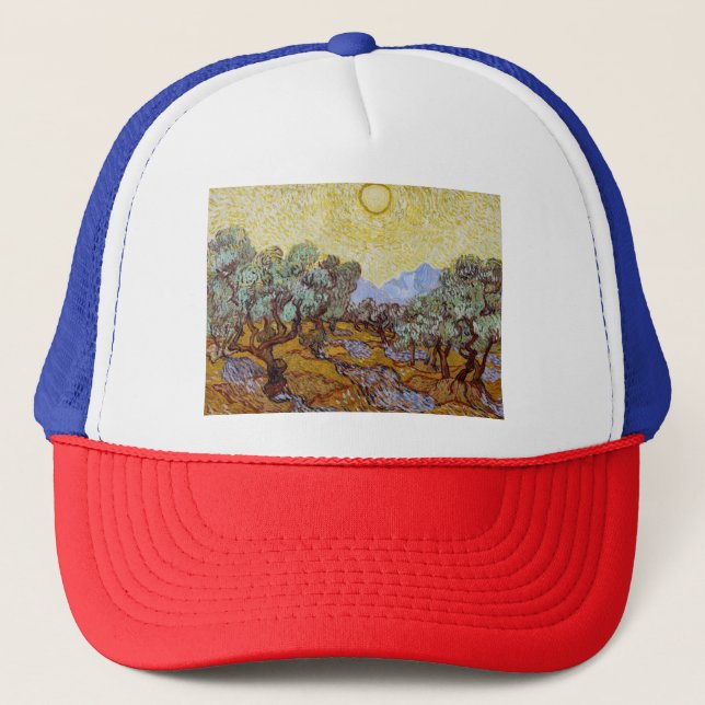 Casquette Vincent van Gogh - Oliviers, Ciel Jaune et Soleil (Devant)