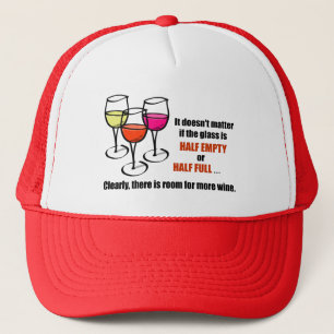 Casquette Vins de caricature Verre mi-Vin vide Humour