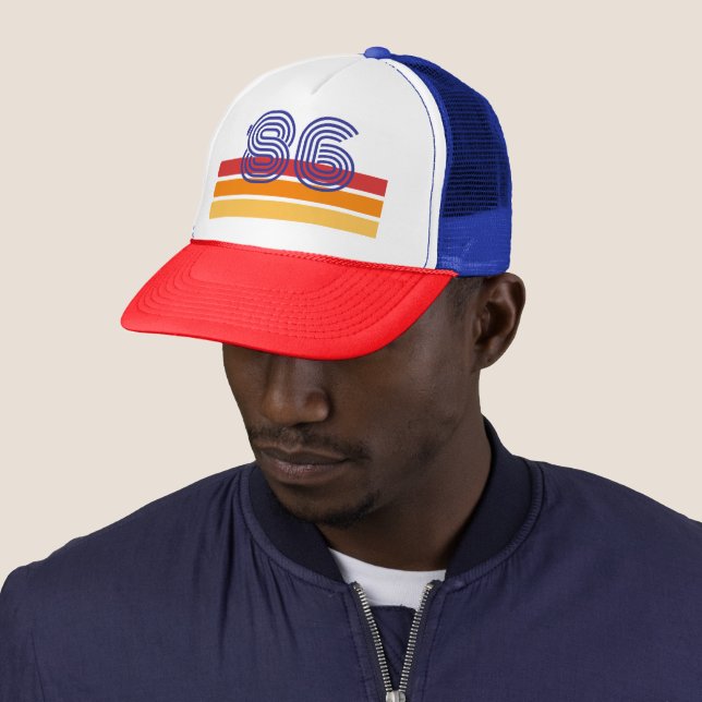 Casquette Vintage 1986 Retro Stripe Sun 40th Birthday (En situation)
