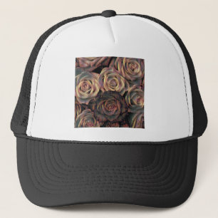 Casquette Vintage Brown Orange Cooper Gold Roses