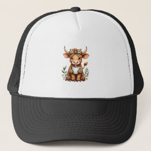 Casquette Vintage Highland Cow amateur de café Aquarelle Mig