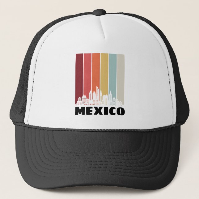Casquette Vintage Mexique CDMX Cityscape Retro Sunset (Devant)