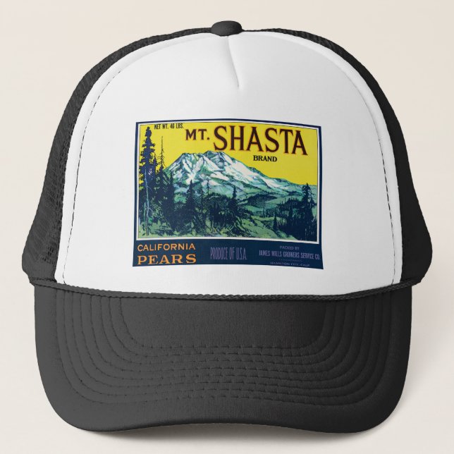 Casquette Vintage Mt Shasta California Pears Étiquette (Devant)