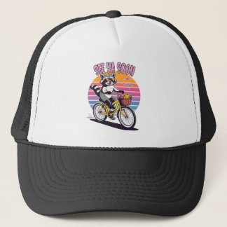 Casquette Vintage Raccoon Biking See Ya Soon Retro Sunset 