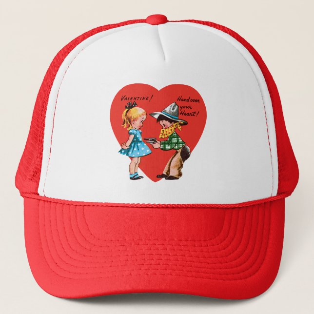 Casquette Vintage Saint Valentin, Fille avec Cowboy (Devant)