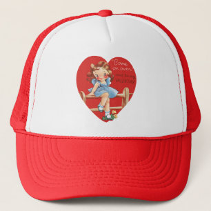 Casquette Vintage Saint Valentin, Fille sur une clôture