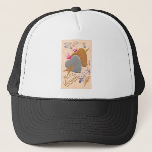 Casquette Vintage Silver & Gold Hearts Valentine Postcard