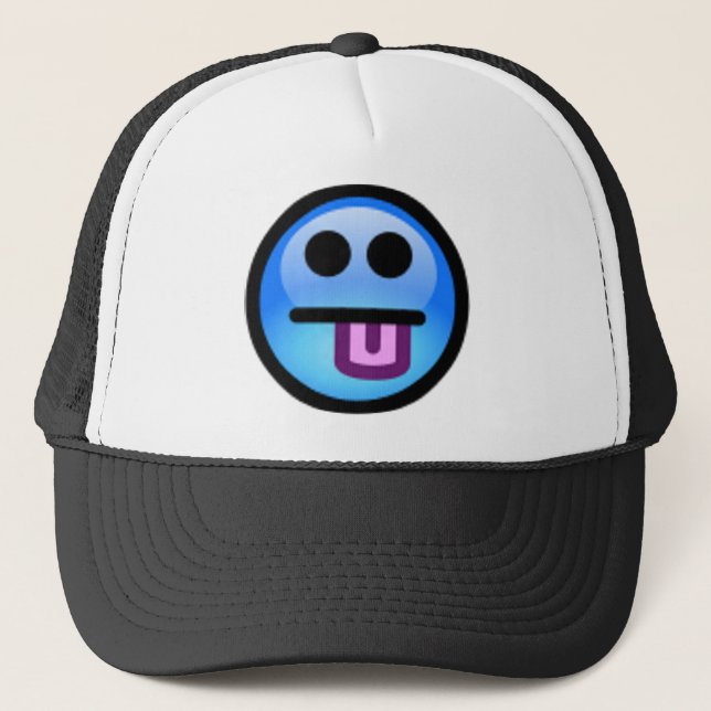Casquette Visage bleu avec la langue collant. Amusement ! (Devant)
