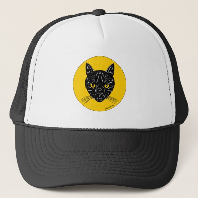 Casquette Visage de chat noir (Devant)