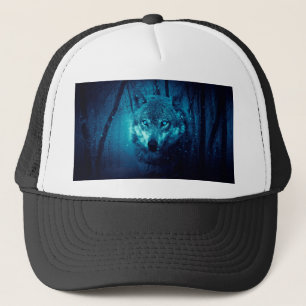 Casquette Visage de loup dans la forêt d'imaginaires sombres