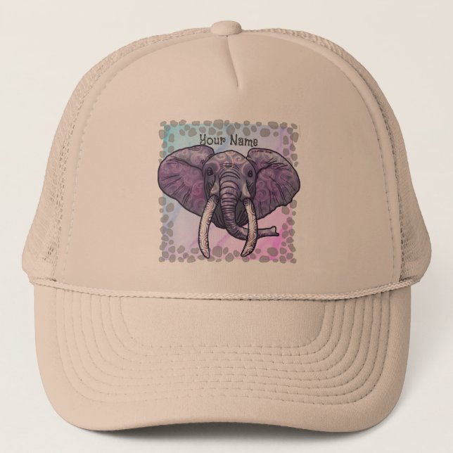 Casquette Visage d'éléphant violet (Devant)