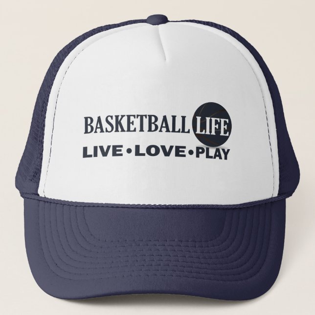 Casquette vivre l'amour jouer au basket vie avec balle bleue (Devant)