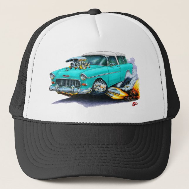 Casquette Voiture 1955 de turquoise de nomade de Chevy (Devant)