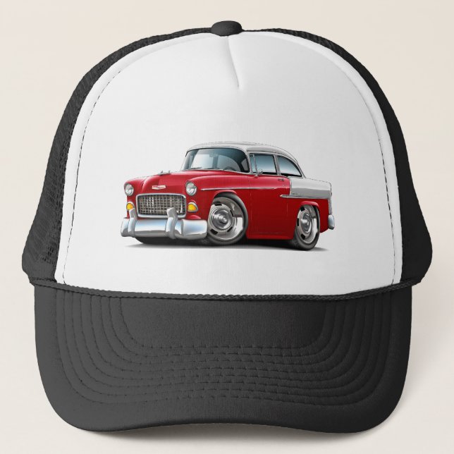 Casquette Voiture 1955 Rouge-Blanche de Chevy Belair (Devant)