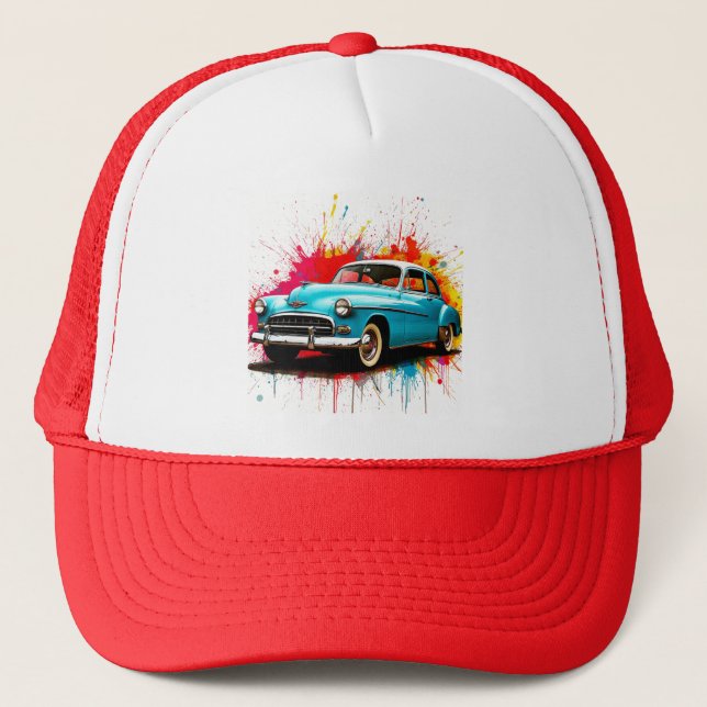 Casquette Voiture Ancienne avec Projections de Peinture Colo (Devant)