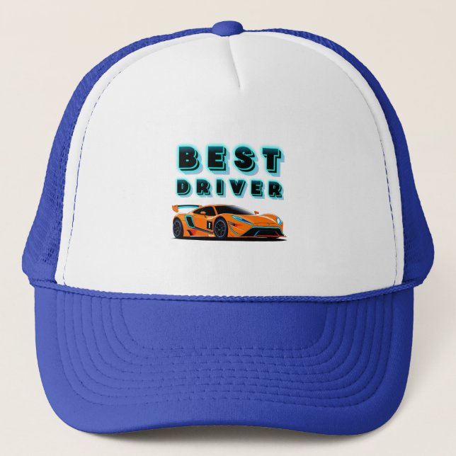 Casquette Voiture de course orange vif avec reflets néon (Devant)