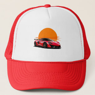 Casquette Voiture De Sport Élégante Contre le coucher de sol