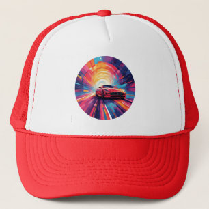 Casquette Voiture de sport rouge vibrant dans un design en s