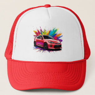 Casquette Voiture de sport vibrante avec des éclaboussures d