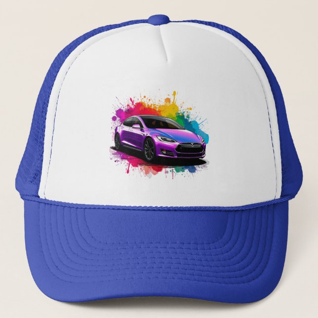 Casquette Voiture électrique avec éclaboussures de couleurs  (Devant)