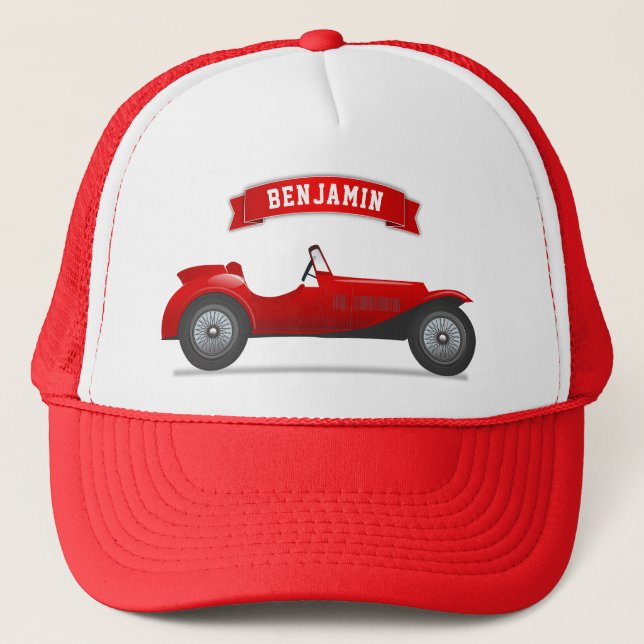 Casquette Voiture rouge vintage (Devant)