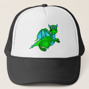 Casquette Vol crépusculaire - dragon vert et bleu mignon