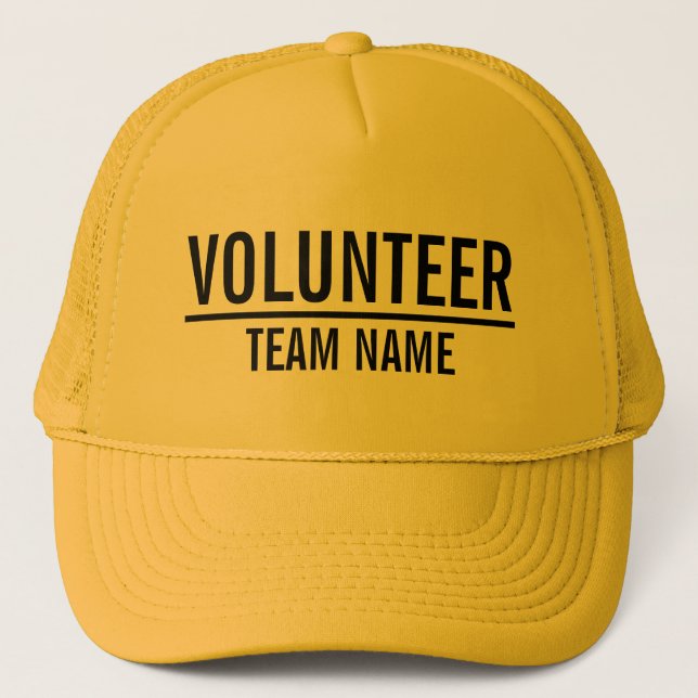 Casquette Volontaire jaune avec le nom fait sur commande (Devant)