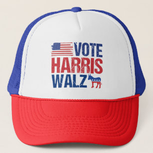 Casquette Vote Harris Walz Democrat Donkey American Flag