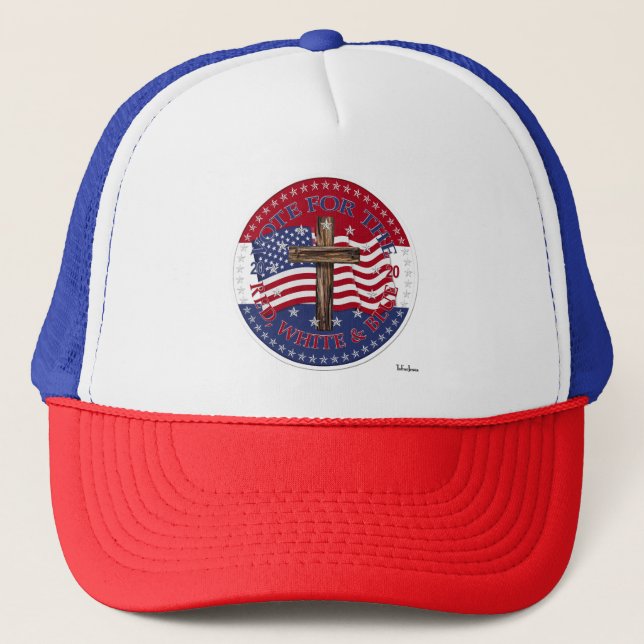 Casquette Votez pour le drapeau à croix rouge, blanche et bl (Devant)
