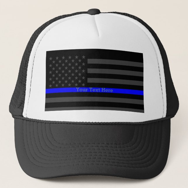 Casquette Votre art noir mince de drapeau de Blue Line USA (Devant)