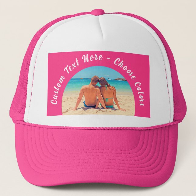 Casquette Votre chapeau photo Trucker avec texte et couleurs (Devant)