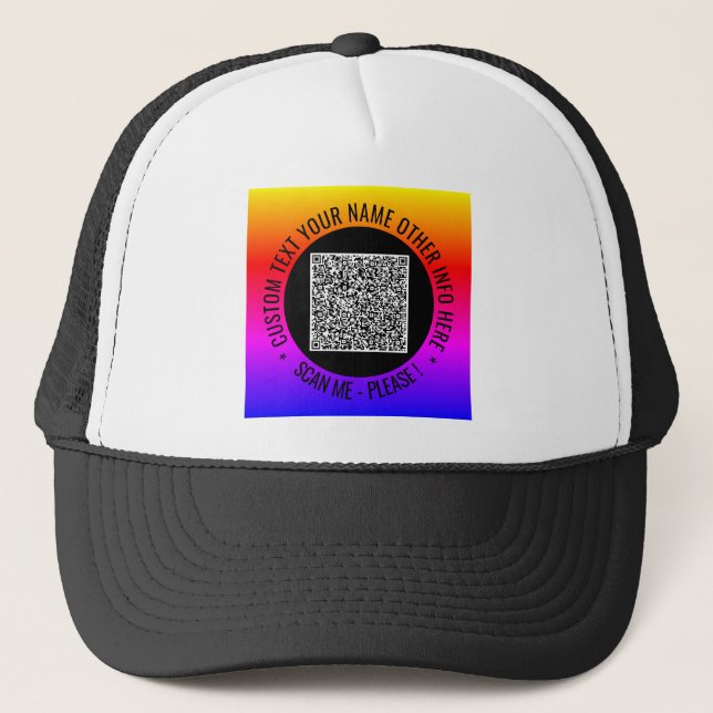 Casquette Votre code QR Texte personnalisé Chapeau de camion (Devant)