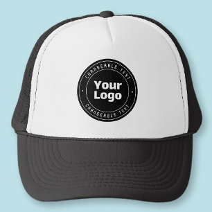 Casquette Votre logo et modèle de texte modifiable Noir et