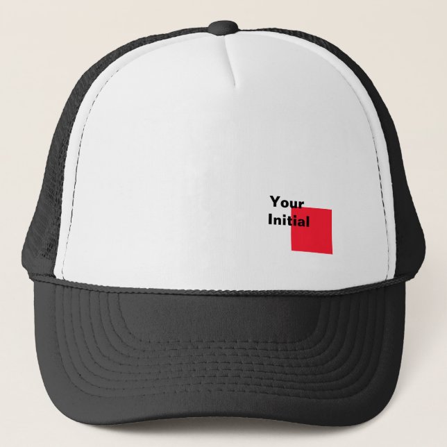 Casquette Votre monogramme initial noir + blanc   (Devant)