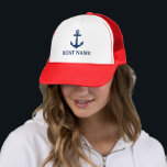 Casquette Votre nom de bateau Ancre bleue<br><div class="desc">Votre nom de bateau Casquette Ancre bleu</div>