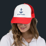 Casquette Votre nom de bateau Ancre bleue<br><div class="desc">Votre nom de bateau Casquette Ancre bleu</div>