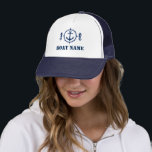 Casquette Votre nom de bateau Marine White Seahorse Ancre<br><div class="desc">Votre nom de bateau Marine White Seahorse Casquette Ancre</div>