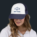 Casquette Votre nom de bateau Marine White Seahorse Ancre<br><div class="desc">Votre nom de bateau Marine White Seahorse Casquette Ancre</div>