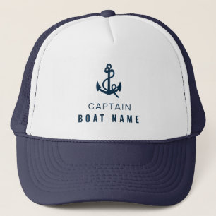 Casquette Votre nom de bateau Nautical Blue blanc Ancre Capi