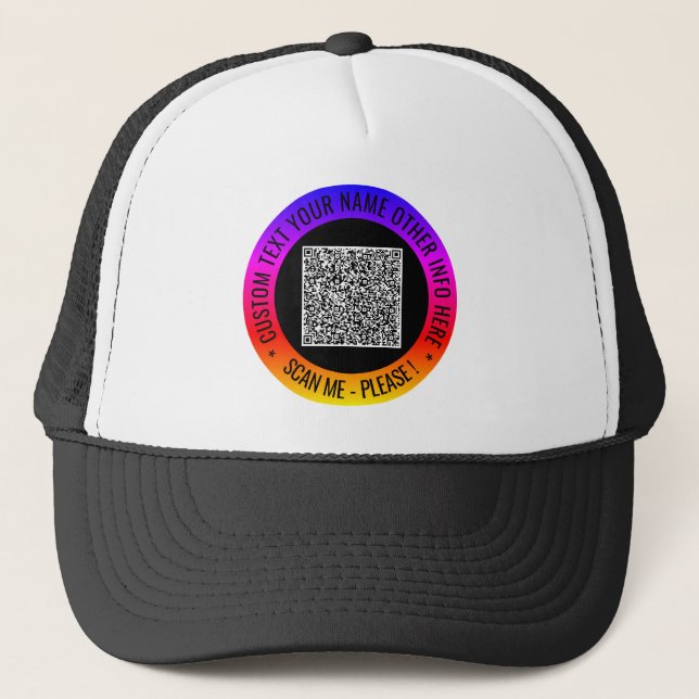 Casquette Votre QR Code Scan Custom Text Modern Trucker Hat (Devant)