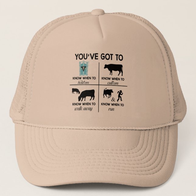 Casquette Vous devez savoir quand faire drôle Ranch Vaches d (Devant)