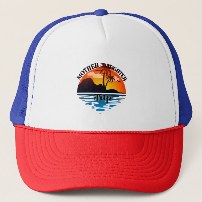 Casquette Voyage de fille mère, coucher de soleil tropical (Devant)