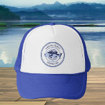 Casquette Voyage de pêche en famille sur mesure Blue Lake Ba<br><div class="desc">Customisez les casquettes de voyage de pêche en famille avant de partir pêcher sur le lac cet été. Un modèle de pêcheur cool et bleu marine avec une basse à bouche ouverte et votre texte ou votre nom de famille personnalisés.</div>